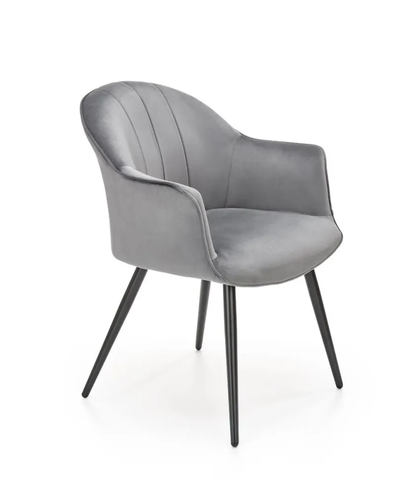 Krzesło tapicerowane K468 VELVET szare z przeszyciami na oparciu | MIRAT. w stylu GLAMOUR kolekcja