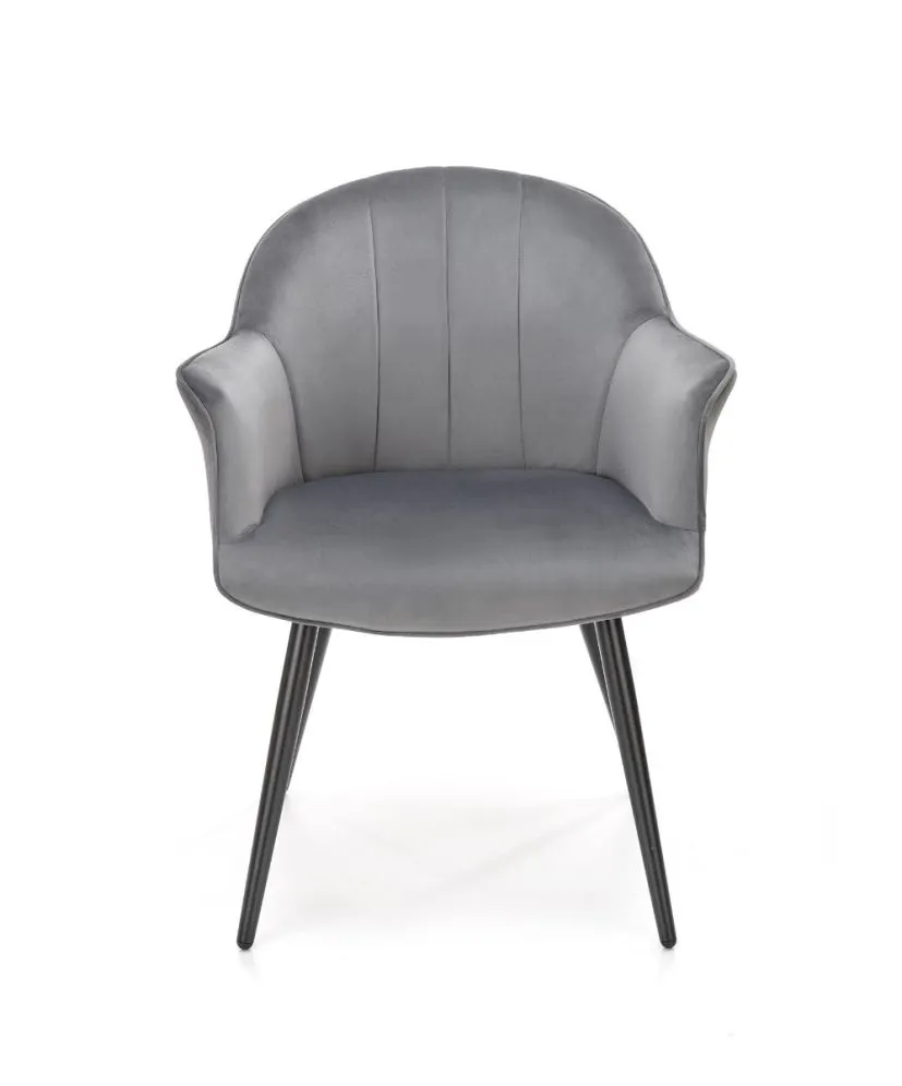 Krzesło tapicerowane K468 VELVET szare z przeszyciami na oparciu | MIRAT. w stylu GLAMOUR kolekcja
