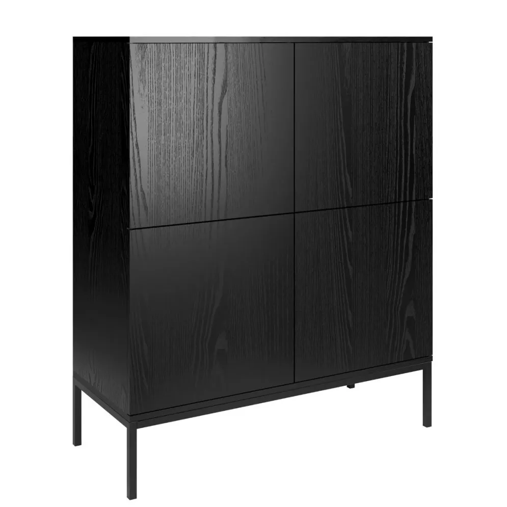 Komoda wysoka KRON 4D 100cm czarny dąb loftowa I sklep meblowy MIRAT. styl LOFT kolekcja KRON