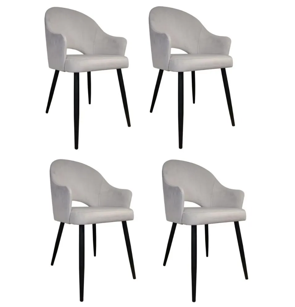 Zestaw krzeseł JENISEJ VELVET 4szt. jasno szare welurowe I sklep meblowy MIRAT. styl GLAMOUR