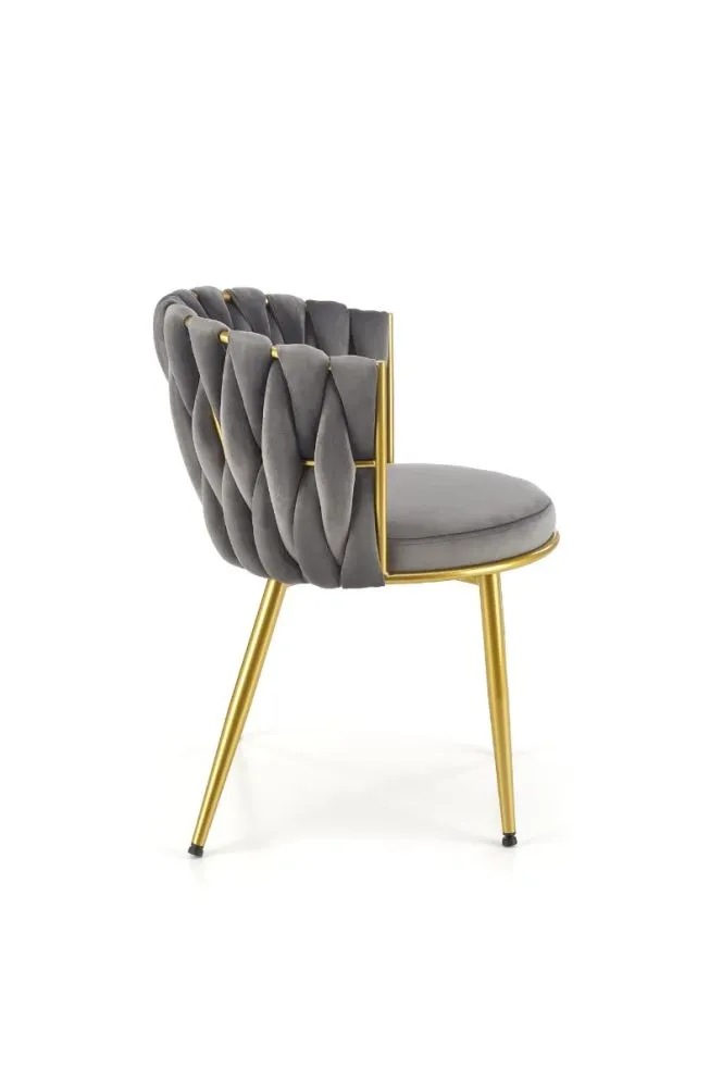 Krzesło K517 VELVET szare z plecionym oparciem I sklep meblowy MIRAT. styl GLAMOUR