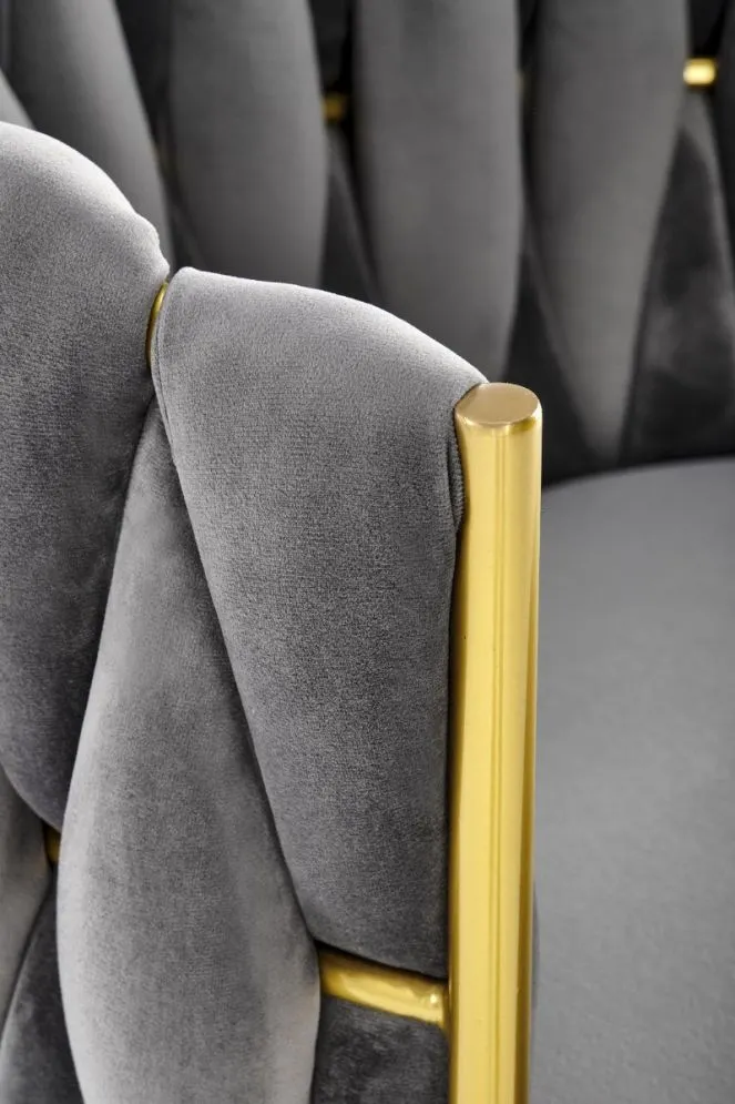 Krzesło K517 VELVET szare z plecionym oparciem I sklep meblowy MIRAT. styl GLAMOUR