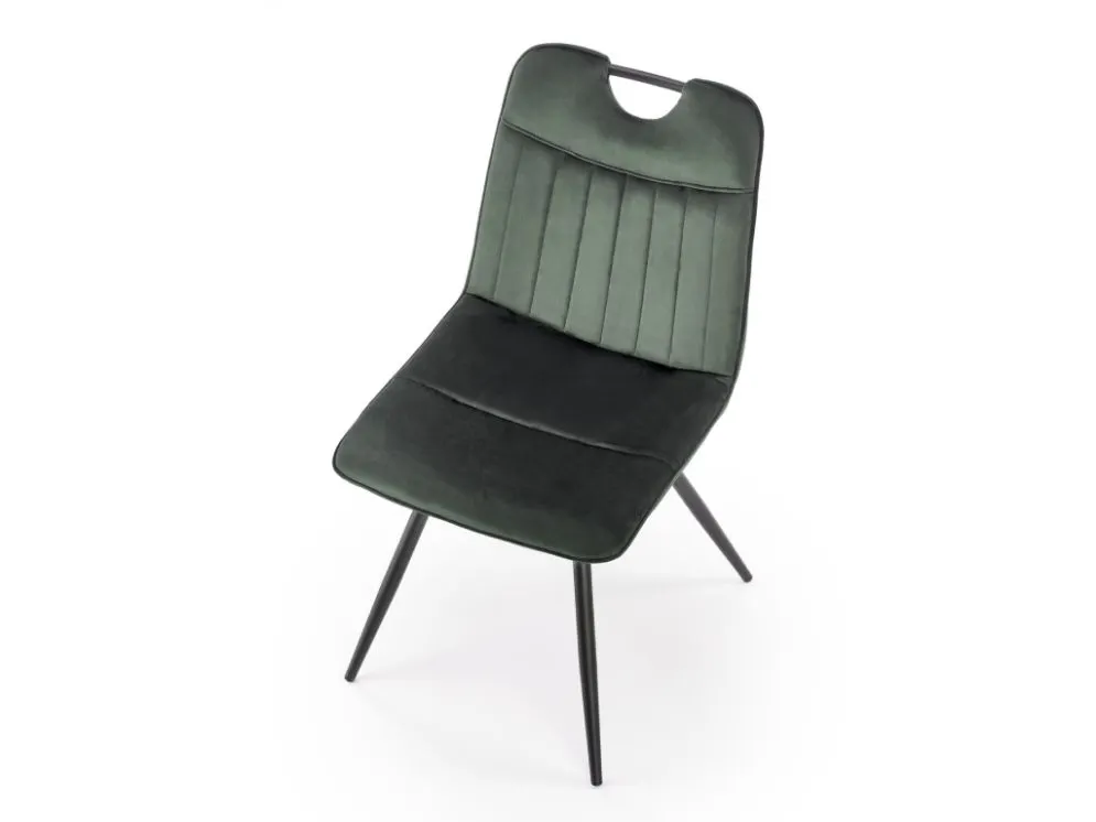 Krzesło 521 VELVET zielone z przeszyciami na oparciu  I sklep meblowy MIRAT.