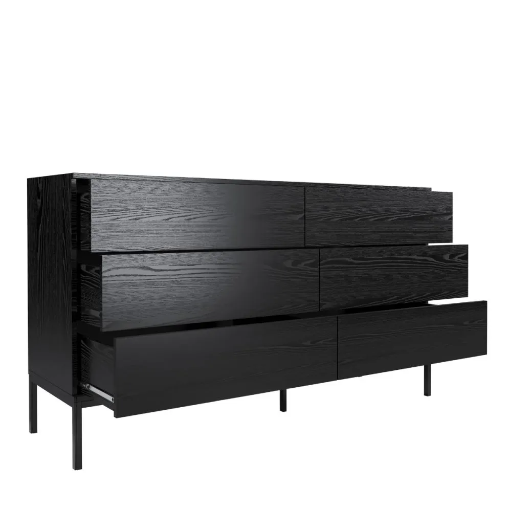 Komoda KRON 6S 150cm czarny dąb do sypialni I sklep meblowy MIRAT. styl LOFT kolekcja KRON