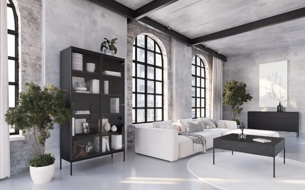 Komoda KRON 6S 150cm czarny dąb do sypialni I sklep meblowy MIRAT. styl LOFT kolekcja KRON