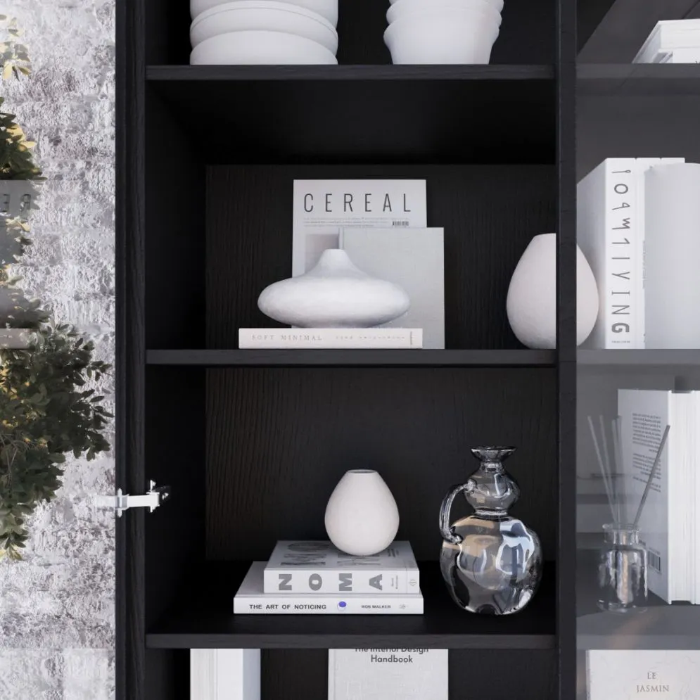 Witryna wysoka KRON 100cm czarny dąb do salonu I sklep meblowy MIRAT. styl LOFT kolekcja KRON