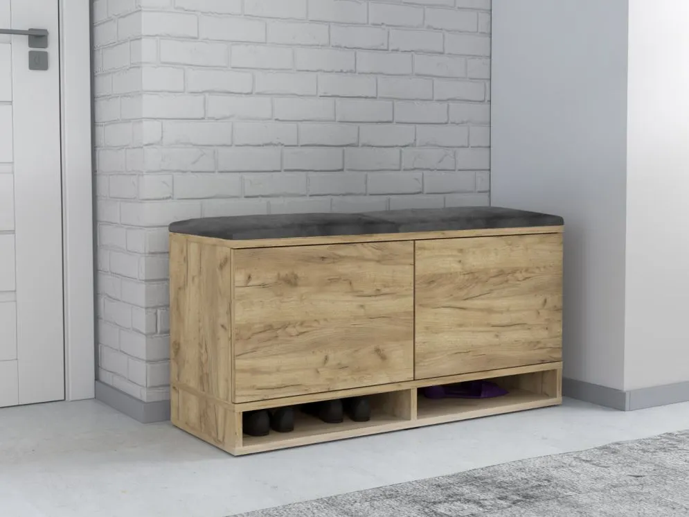 Szafka na buty z siedziskiem DUBAI dąb craft/szara I sklep meblowy MIRAT. styl LOFT, SKANDYNAWSKI