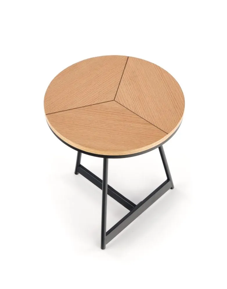 Stolik kawowy KARIDA S 45x45 dąb/czarny na metalowych nogach w stylu loft | MIRAT. styl LOFT