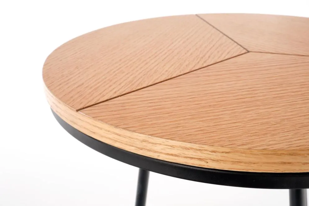 Stolik kawowy KARIDA S 45x45 dąb/czarny na metalowych nogach w stylu loft | MIRAT. styl LOFT