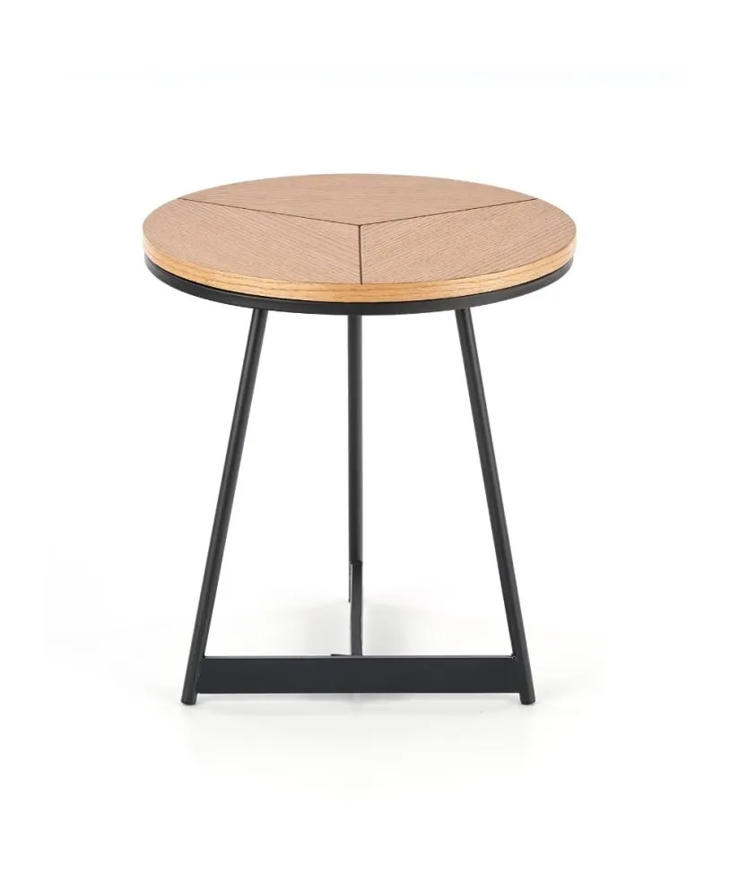 Stolik kawowy KARIDA S 45x45 dąb/czarny na metalowych nogach w stylu loft | MIRAT. styl LOFT