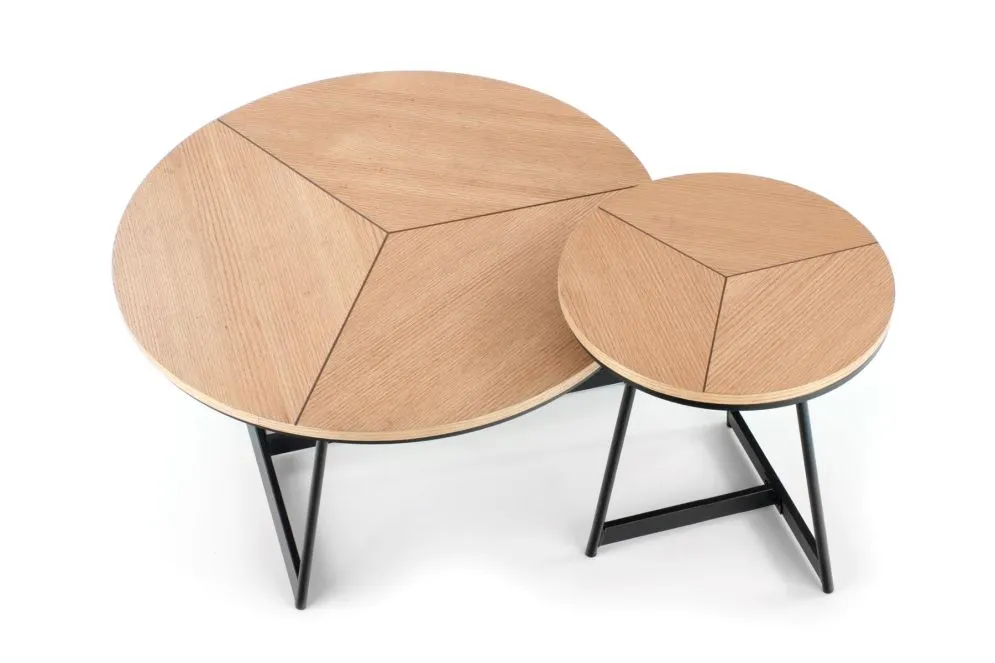 Stolik kawowy KARIDA S 45x45 dąb/czarny na metalowych nogach w stylu loft | MIRAT. styl LOFT