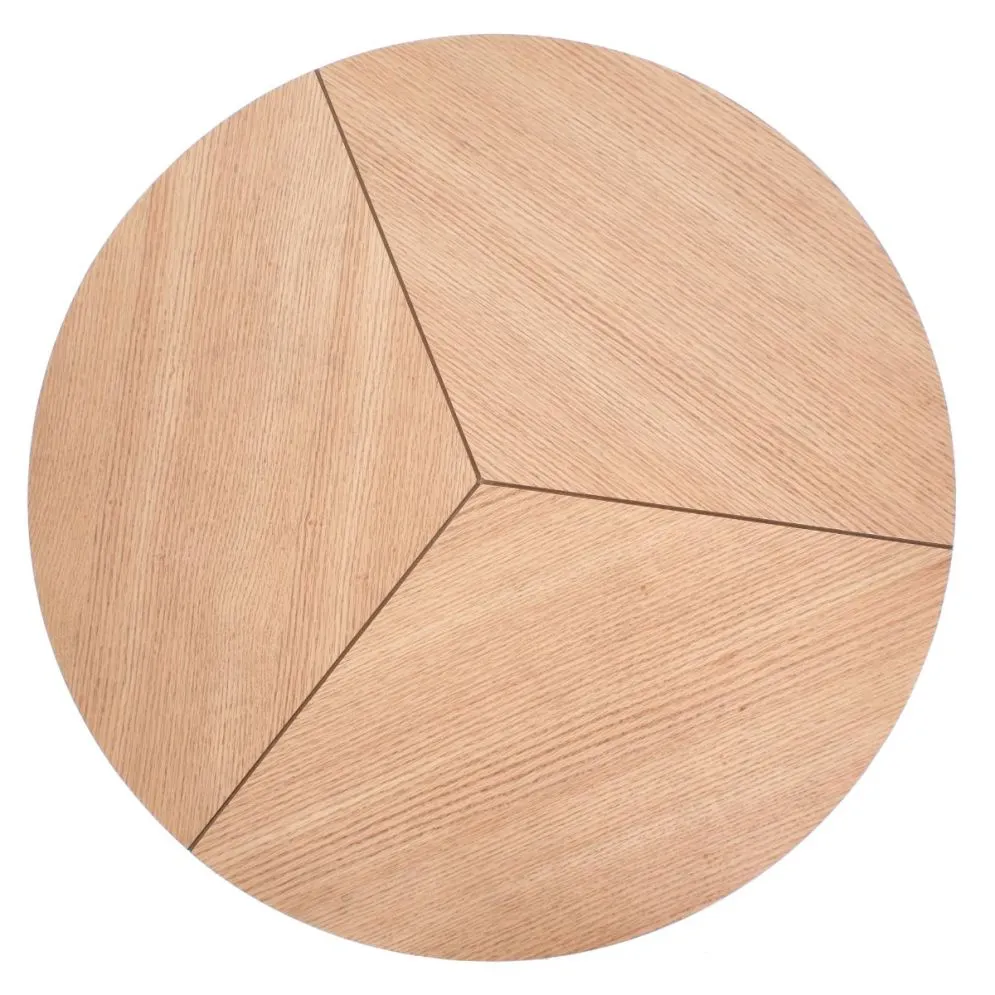 Stolik kawowy KARIDA 80x80 dąb/czarny okrągły na metalowych nogach w stylu loft | MIRAT. styl LOFT