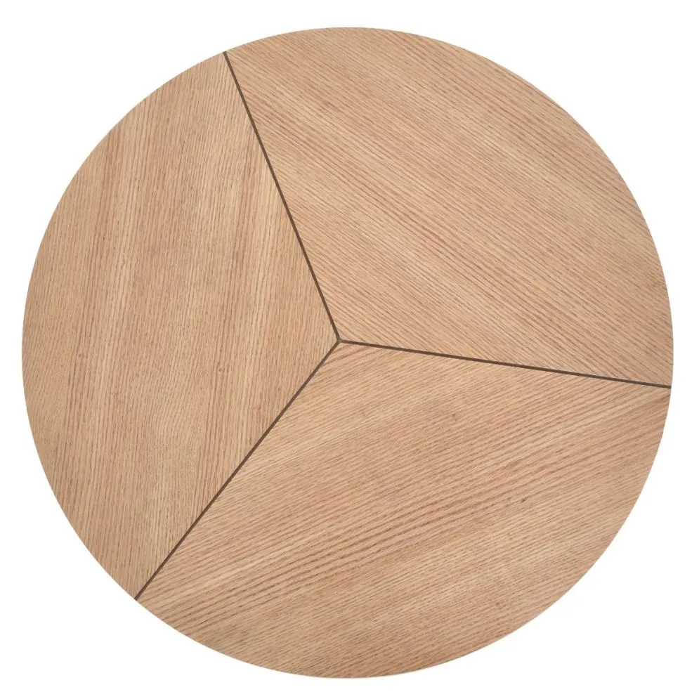 Stolik kawowy KARIDA 80x80 dąb/czarny okrągły na metalowych nogach w stylu loft | MIRAT. styl LOFT