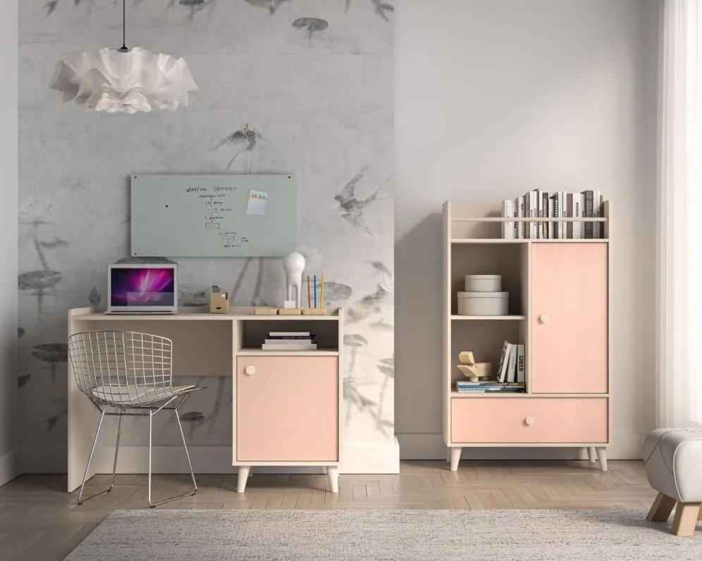 Biurko dziecięce MEVEL różowe I sklep meblowy MIRAT. styl PASTELE kolekcja MEVEL