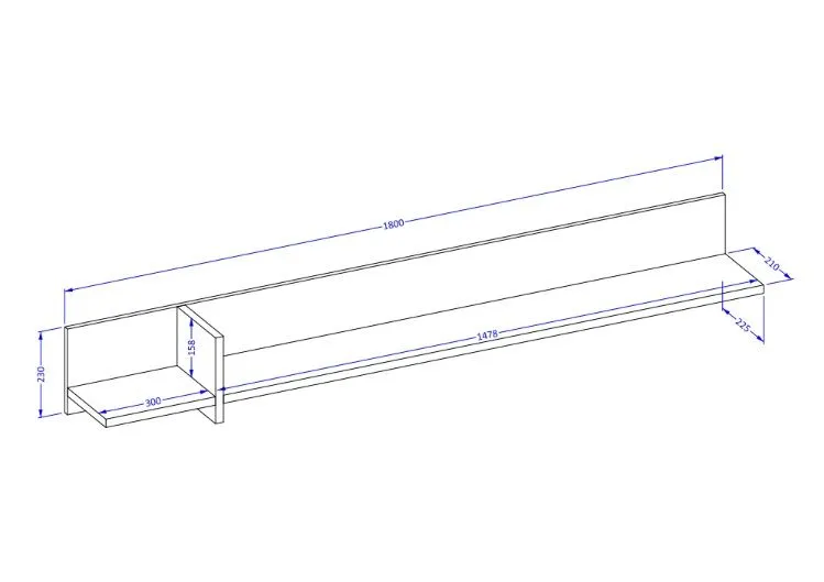 Półka wisząca CROSS 180cm zielona do salonu I sklep meblowy MIRAT.  kolekcja HV-CROSS