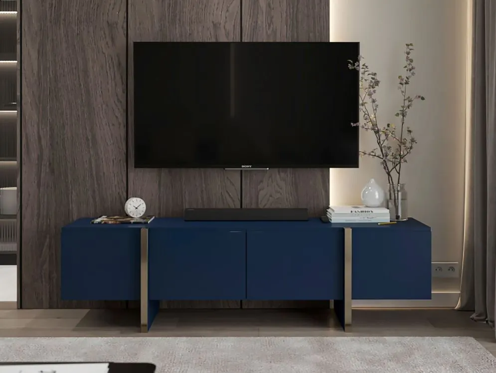 Szafka RTV GRANT 180cm granatowy mat glamour I sklep meblowy MIRAT. styl GLAMOUR