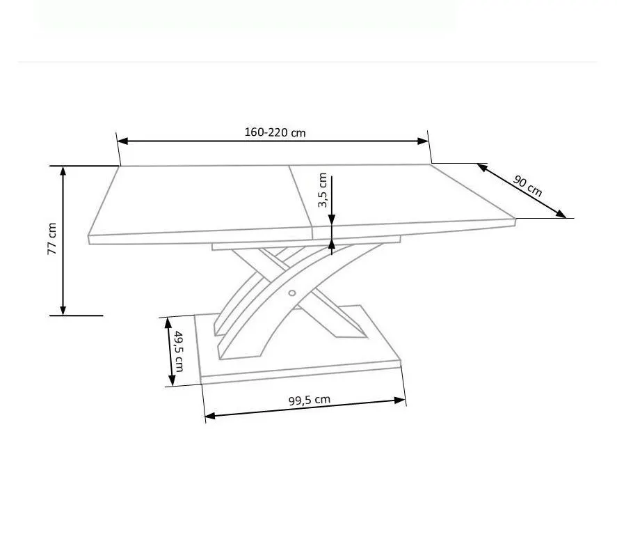 Stół SANDOR 3 160(220)x90 dąb złoty czarny rozkładany | MIRAT.