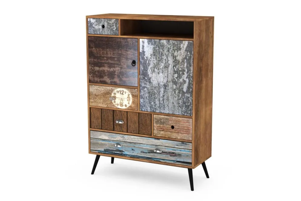 Komoda MEZO KM-4 wielokolorowa w stylu vintage | MIRAT. styl VINTAGE kolekcja MEZO