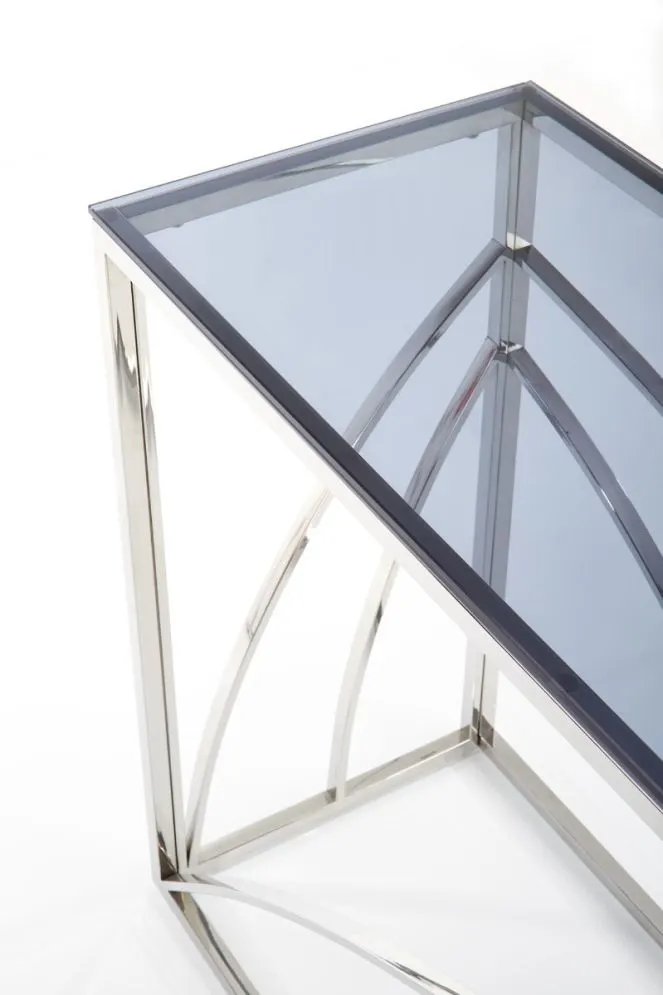 Konsolka KN5 dymiona/srebrna szklana do salonu Halmar | MIRAT. styl GLAMOUR