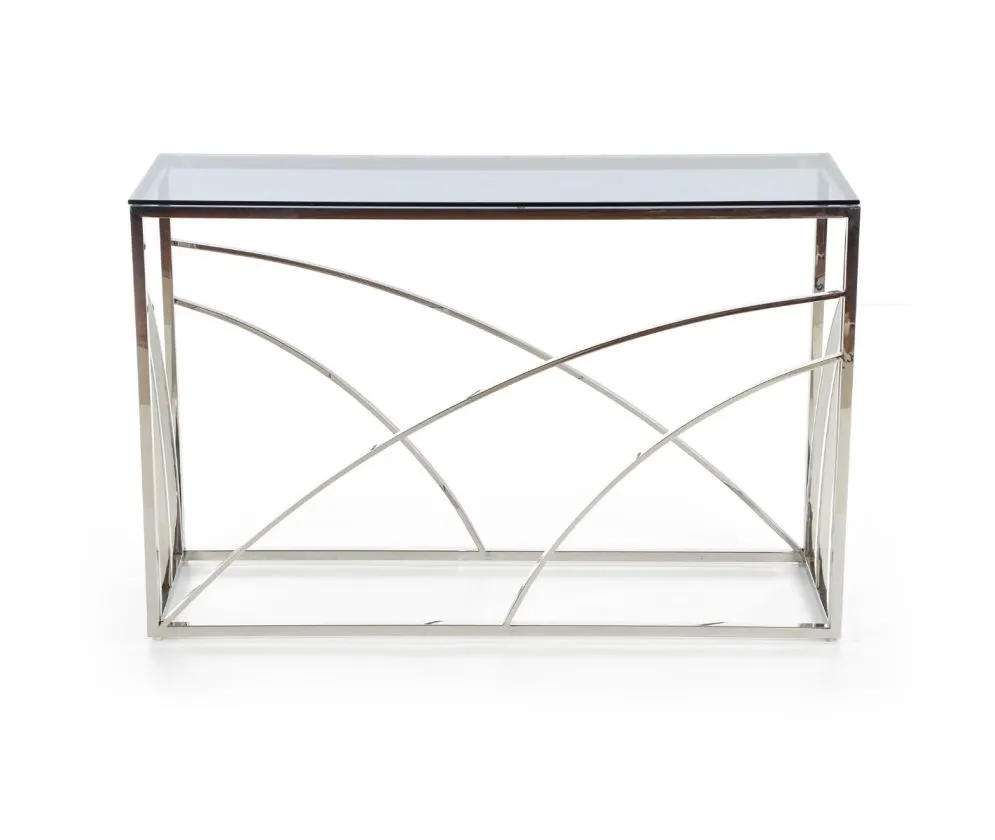 Konsolka KN5 dymiona/srebrna szklana do salonu Halmar | MIRAT. styl GLAMOUR