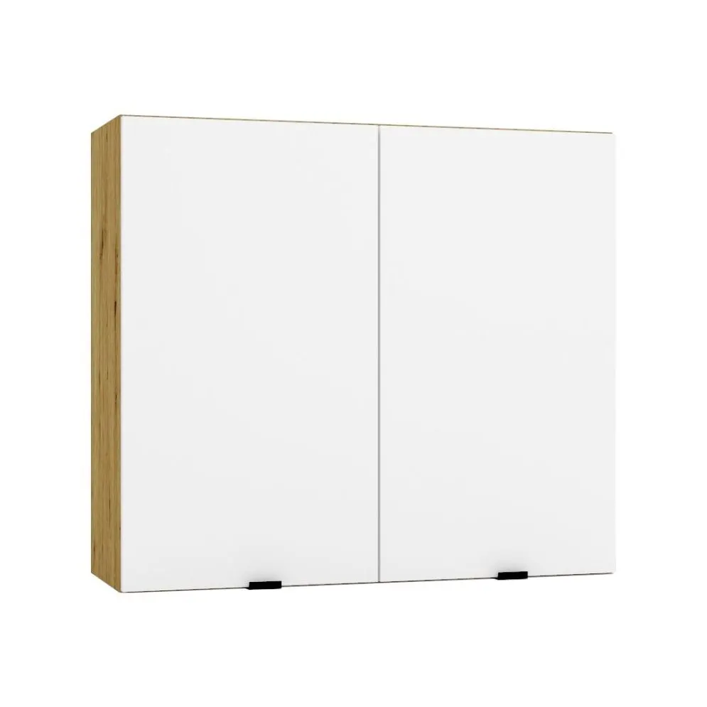 Szafka kuchenna wisząca GIANNA W80 biała alaska/dąb artisan I sklep meblowy MIRAT. styl SKANDYNAWSKI