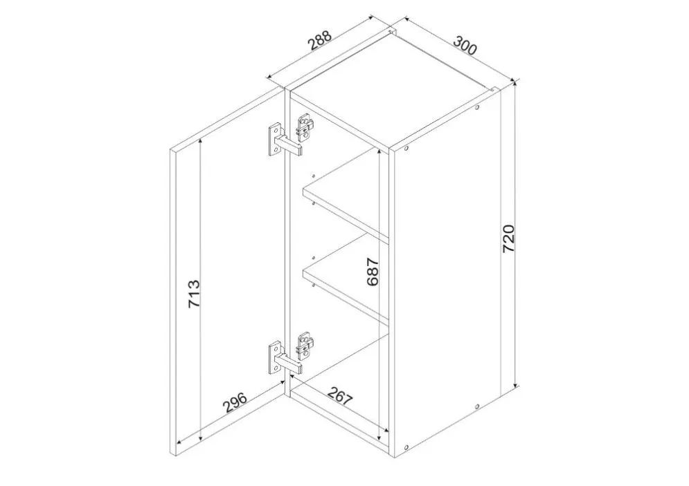 Szafka kuchenna wisząca 30 NATALIA W30 P/L jasnoszara z półkami | MIRAT.  kolekcja NATALIA