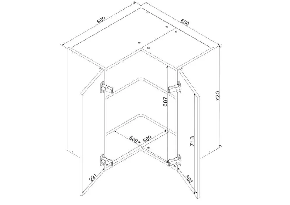 Szafka kuchenna narożna 60 NATALIA WRN P/L jasnoszara mat z półkami | MIRAT. kolekcja NATALIA