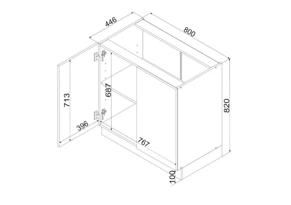 Szafka kuchenna stojąca 80 NATALIA D80 biała z uchwytami | MIRAT.  kolekcja NATALIA