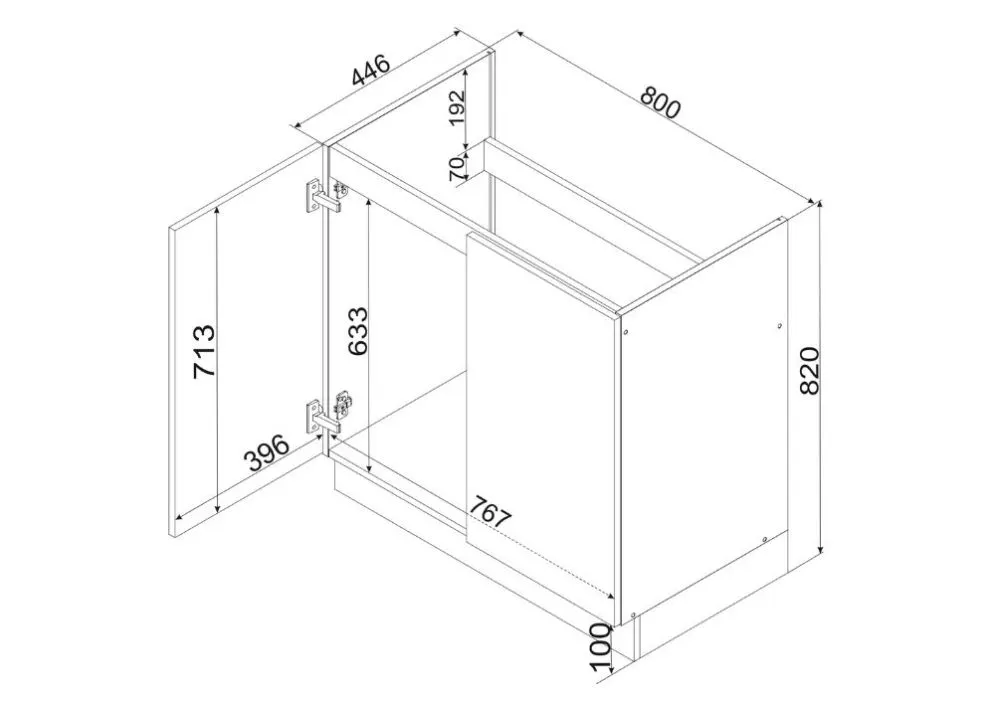 Szafka pod zlew 80 NATALIA D80 ZL biała do kuchni | MIRAT.  kolekcja NATALIA