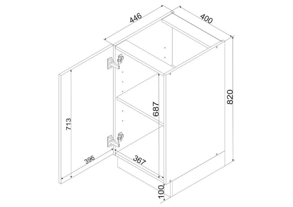 Szafka kuchenna stojąca 40 NATALIA D-40/82 jasnoszara firmy Stolkar | MIRAT.  kolekcja NATALIA