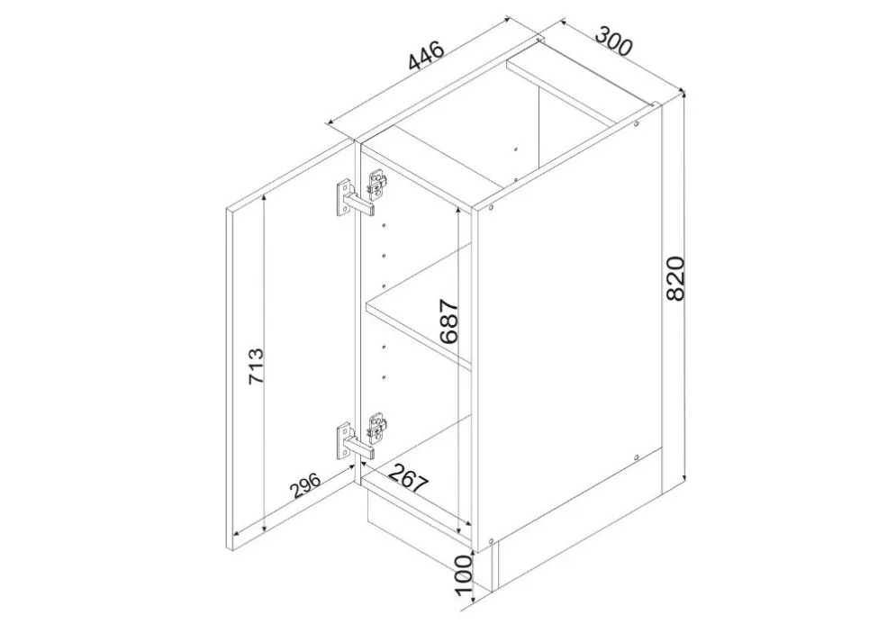 Szafka kuchenna stojąca 30 NATALIA D30 P/L/82 jasnoszara z półka | MIRAT.  kolekcja NATALIA