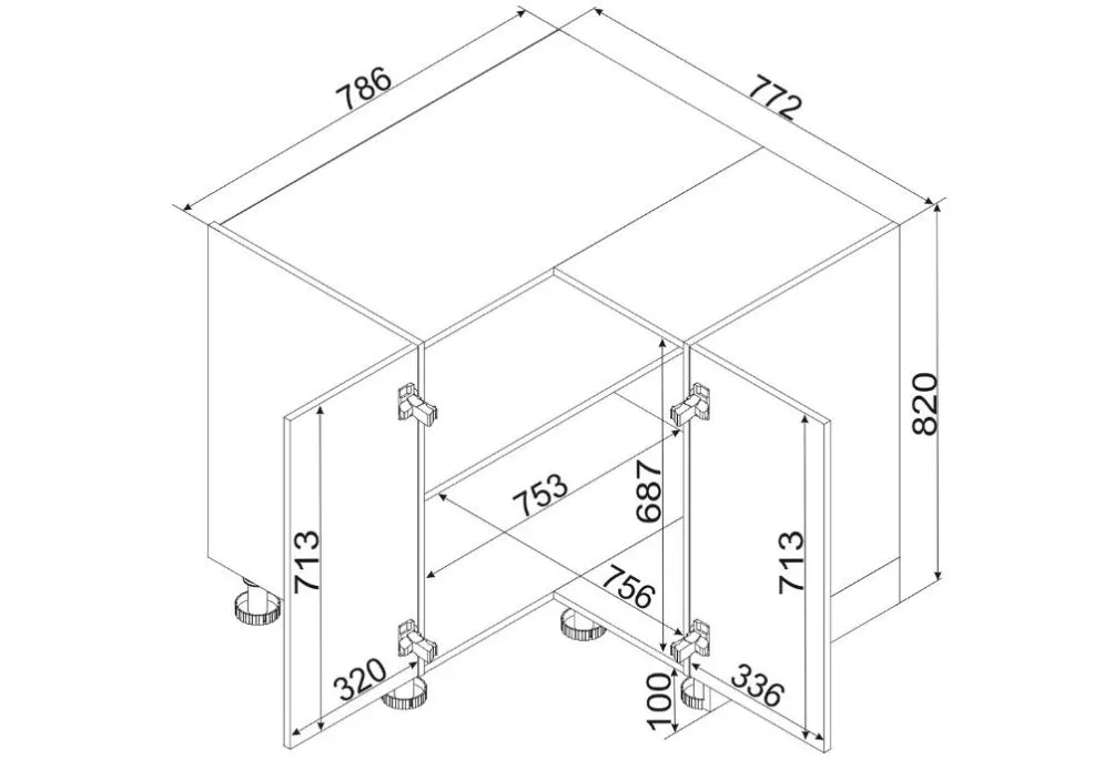 Szafka kuchenna narożna 90 NATALIA DRP P/L biała firmy Stolkar | MIRAT.  kolekcja NATALIA