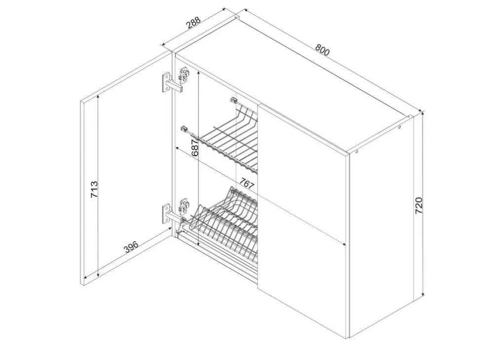 Szafka kuchenna wisząca z ociekaczem 80 NATALIA W80SU ALU jasnoszara | MIRAT.  kolekcja NATALIA