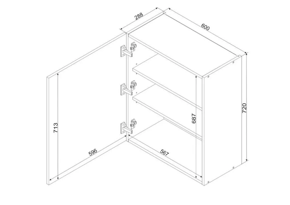Szafka kuchenna wisząca 60 NATALIA W60 P/L jasnoszara z półkami | MIRAT.  kolekcja NATALIA