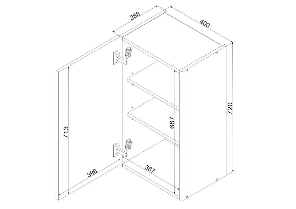 Szafka kuchenna wisząca 40 NATALIA W40 P/L jasnoszara z półkami | MIRAT.  kolekcja NATALIA