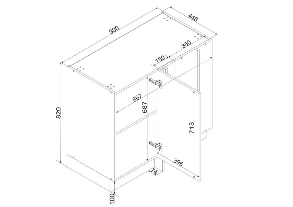 Szafka kuchenna narożna 90 NATALIA DNP P/L biała firmy Stolkar | MIRAT.  kolekcja NATALIA