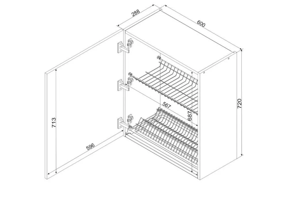 Szafka kuchenna wisząca z ociekaczem 60 NATALIA W60 SU P/L jasnoszara w macie | MIRAT.  kolekcja NATALIA