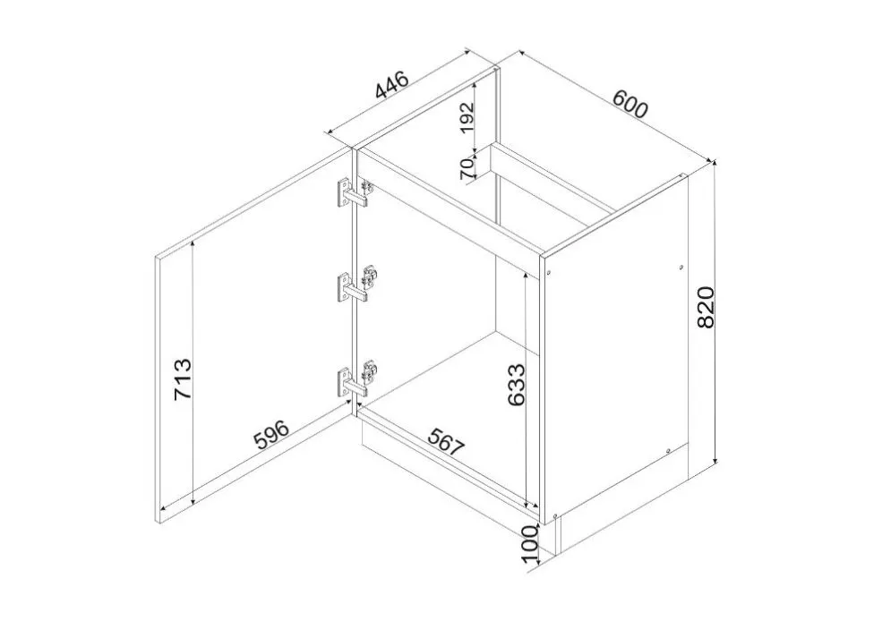 Szafka pod zlew 60 NATALIA D60ZL P/L jasnoszara do kuchni | MIRAT. kolekcja NATALIA
