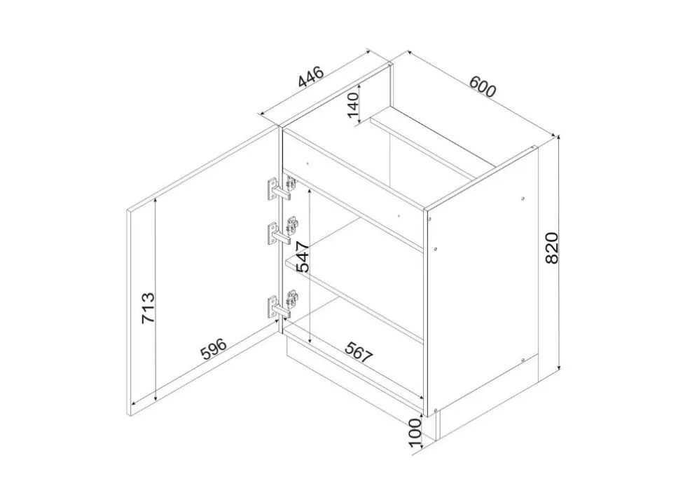 Szafka kuchenna stojąca 60 NATALIA D60PC P/L pod płytę grzewczą | MIRAT.  kolekcja NATALIA