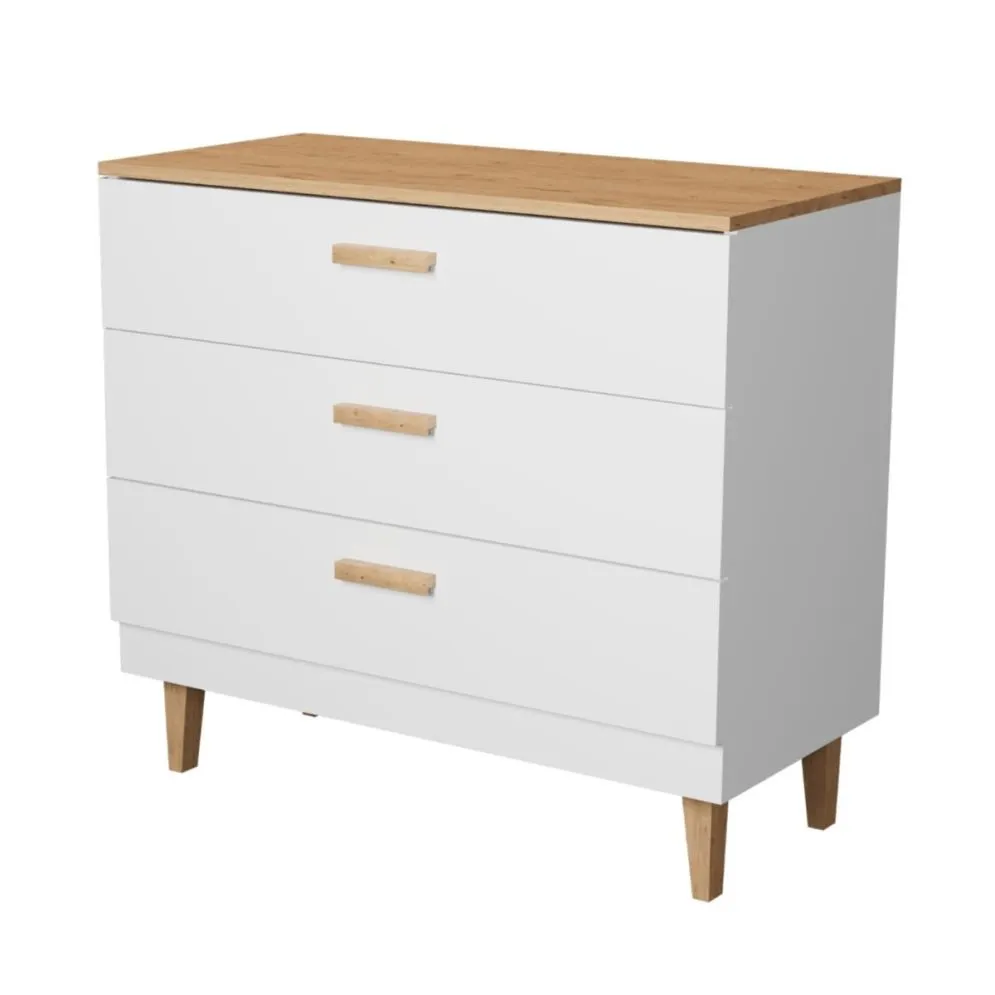 Komoda DENVER biała/hikora z szufladami I sklep meblowy MIRAT. styl SKANDYNAWSKI kolekcja DENVER
