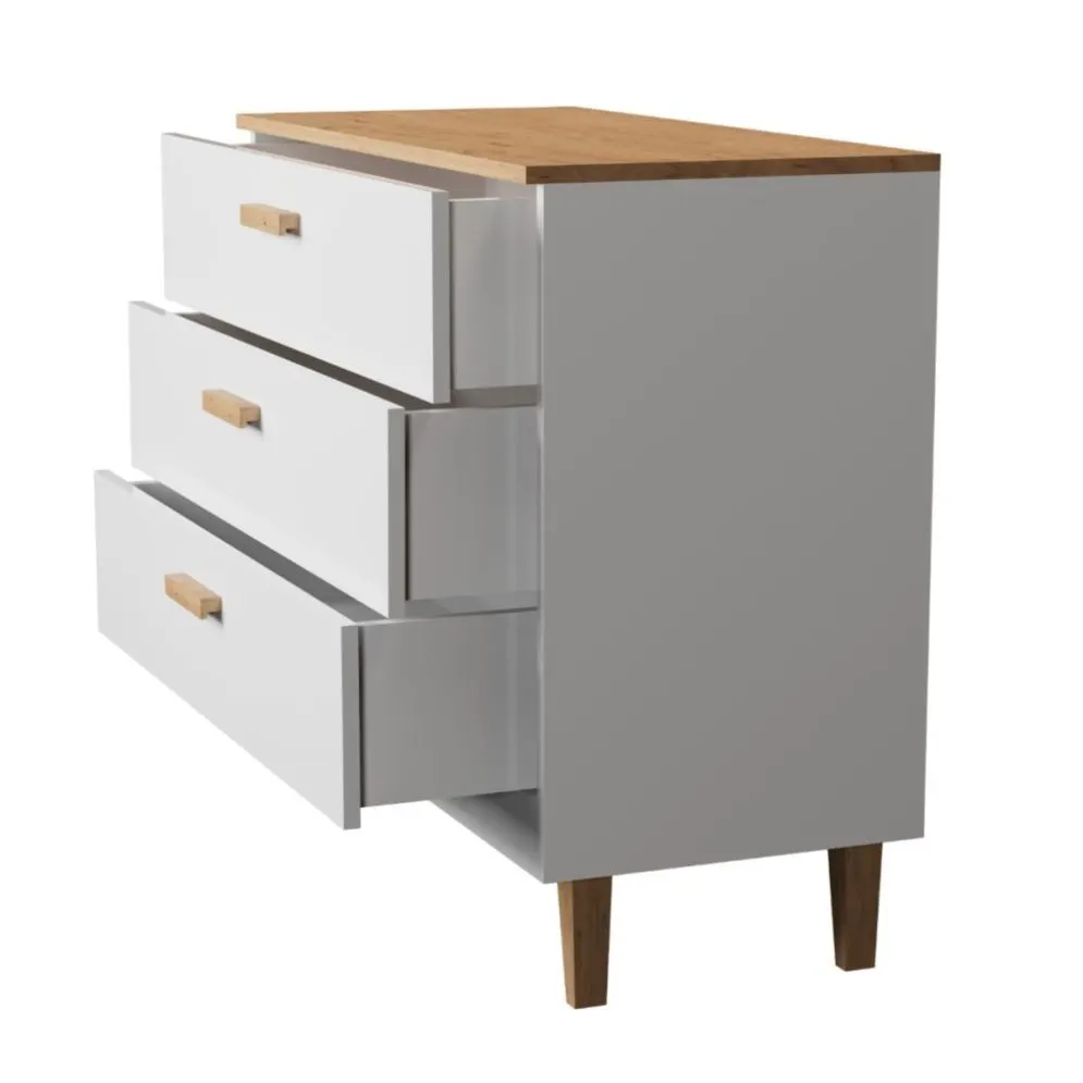 Komoda DENVER biała/hikora z szufladami I sklep meblowy MIRAT. styl SKANDYNAWSKI kolekcja DENVER