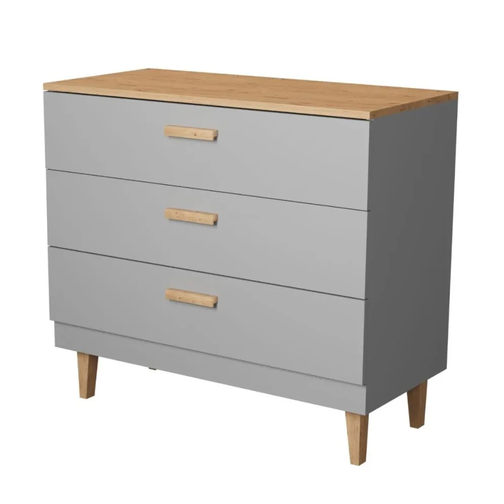 Komoda DENVER szara/hikora pojemna polska I sklep meblowy MIRAT. styl SKANDYNAWSKI kolekcja DENVER