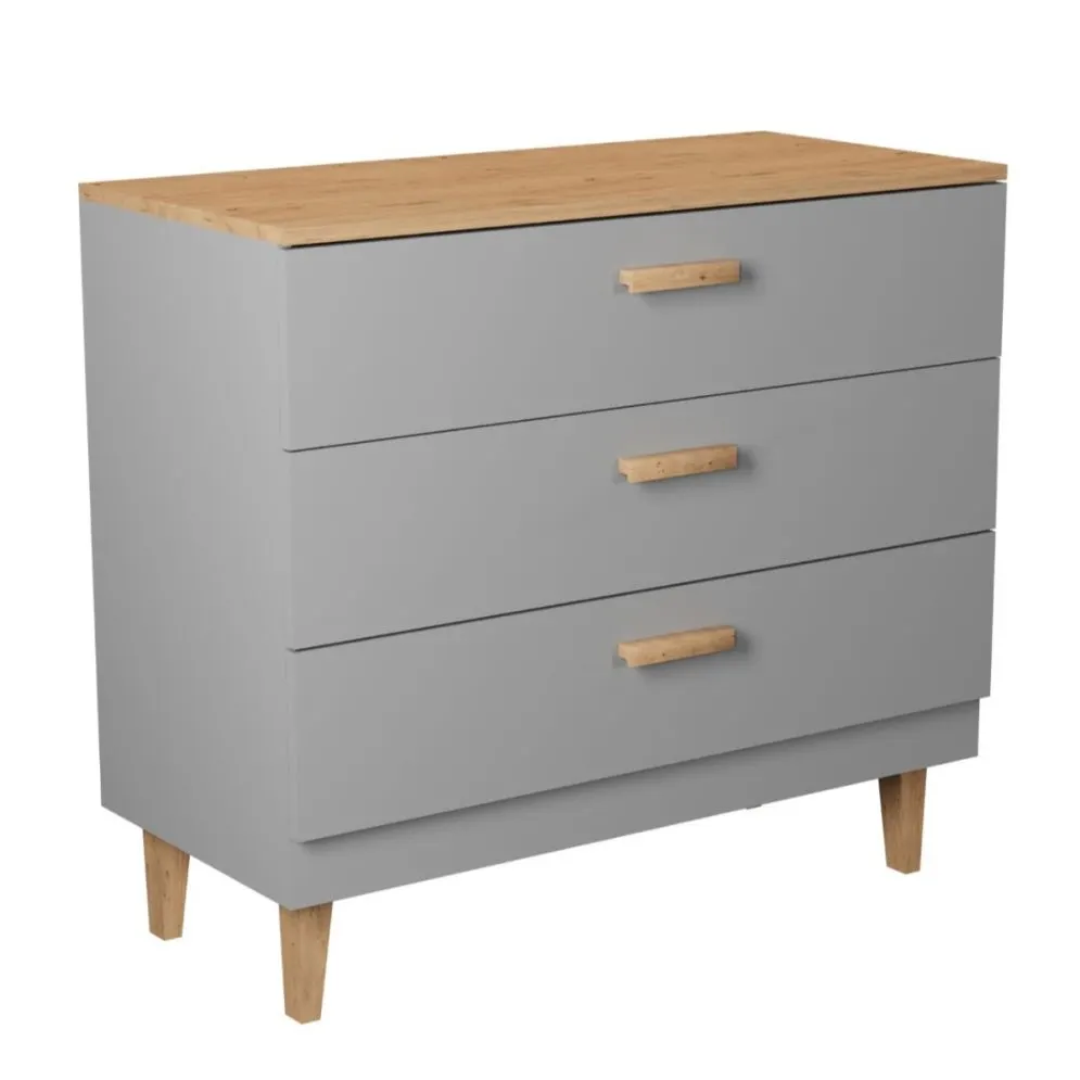 Komoda DENVER szara/hikora pojemna polska I sklep meblowy MIRAT. styl SKANDYNAWSKI kolekcja DENVER