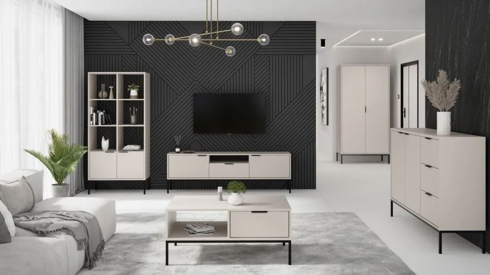 Stolik kawowy AUSTIN 80x60 kaszmir/czarny do salonu I sklep meblowy MIRAT. styl GLAMOUR