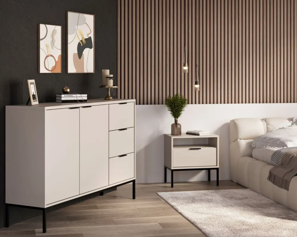 Komoda AUSTIN 150 kaszmir/czarna na metalowych nogach I sklep meblowy MIRAT. styl GLAMOUR