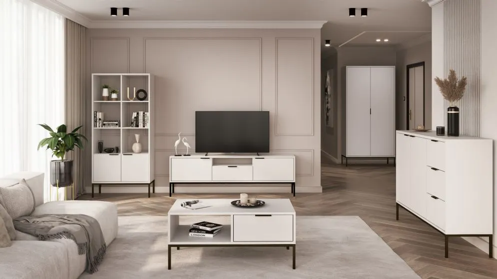 Komoda AUSTIN 150 biała/czarna I sklep meblowy MIRAT. styl GLAMOUR kolekcja AUSTIN