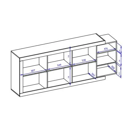Komoda SINTRA 3D 220cm dąb samdal/biały połysk trzydrzwiowa I sklep meblowy MIRAT. styl SKANDYNAWSKI kolekcja SINTRA