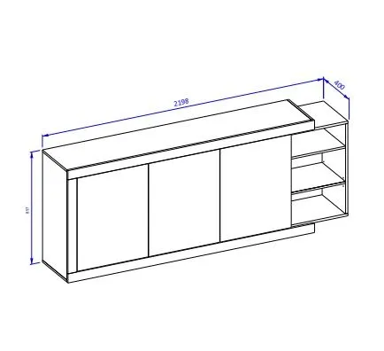 Komoda SINTRA 3D 220cm dąb samdal/biały połysk trzydrzwiowa I sklep meblowy MIRAT. styl SKANDYNAWSKI kolekcja SINTRA
