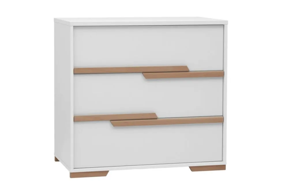 Biała komoda trzyszufladowa z cichym domykiem polskiej produkcji SNAP