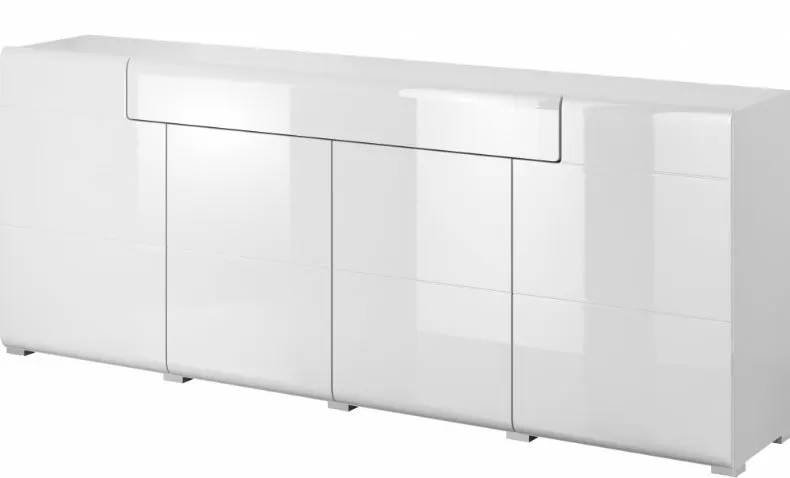 Komoda TOLEDO 4D1S biała połysk HELVETIA | MIRAT. w stylu GLAMOUR kolekcja